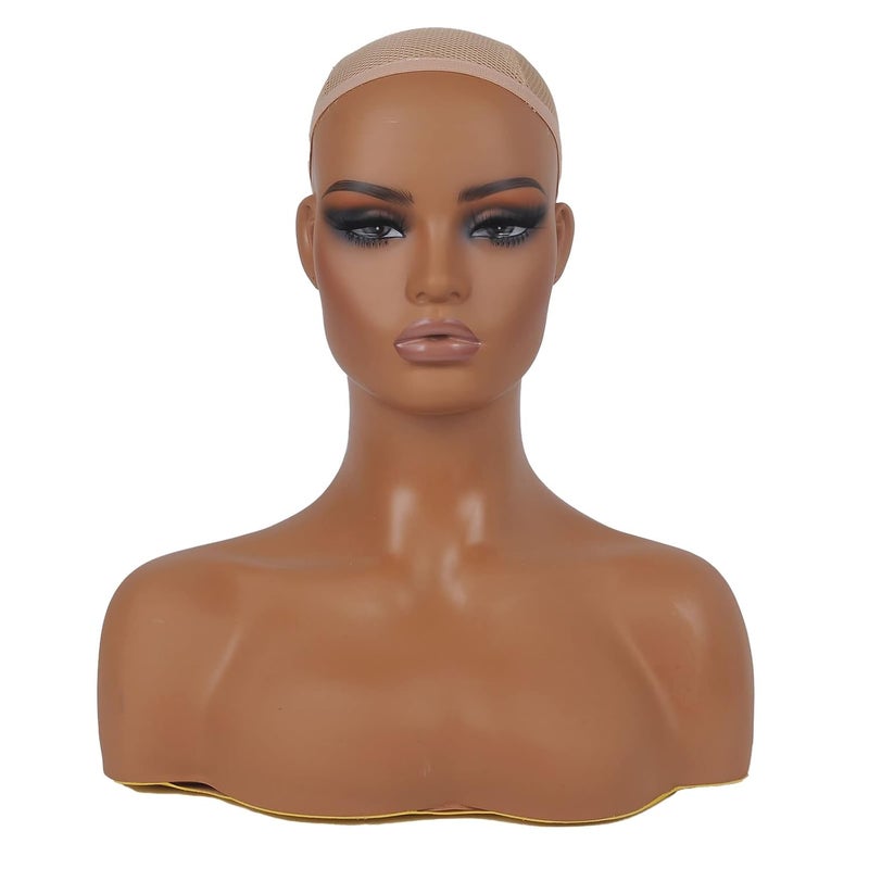 JINGFA Mannequin Head with Shoulders Realistic Manikin Head With Freckles for Display and Styling for Wigs, Jewelry, and Clothing DC410 - Image 1